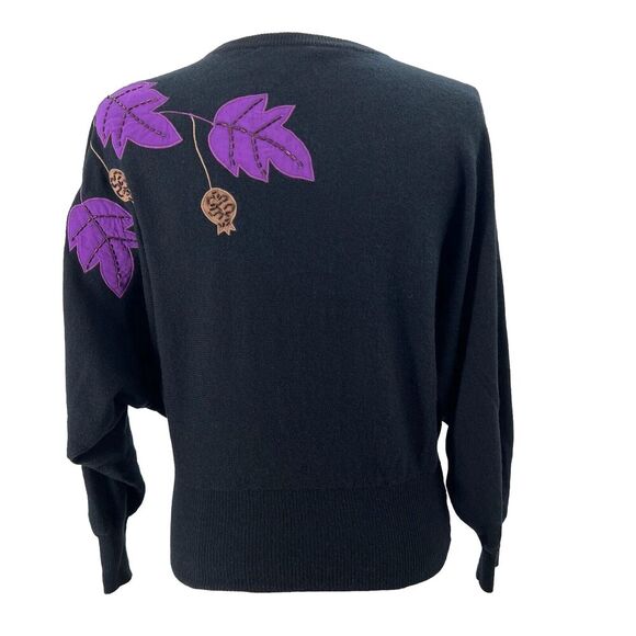 Vintage Esteban by Gary Worth Black Wool Angora V-Neck Sweater - Picture 3 of 5